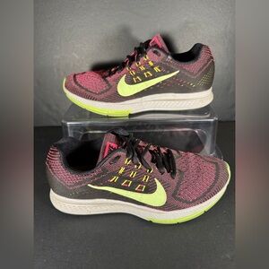Nike Zoom Structure 18 Athletic Shoes Sneakers Womens Size 8.5  Black Pink Green
